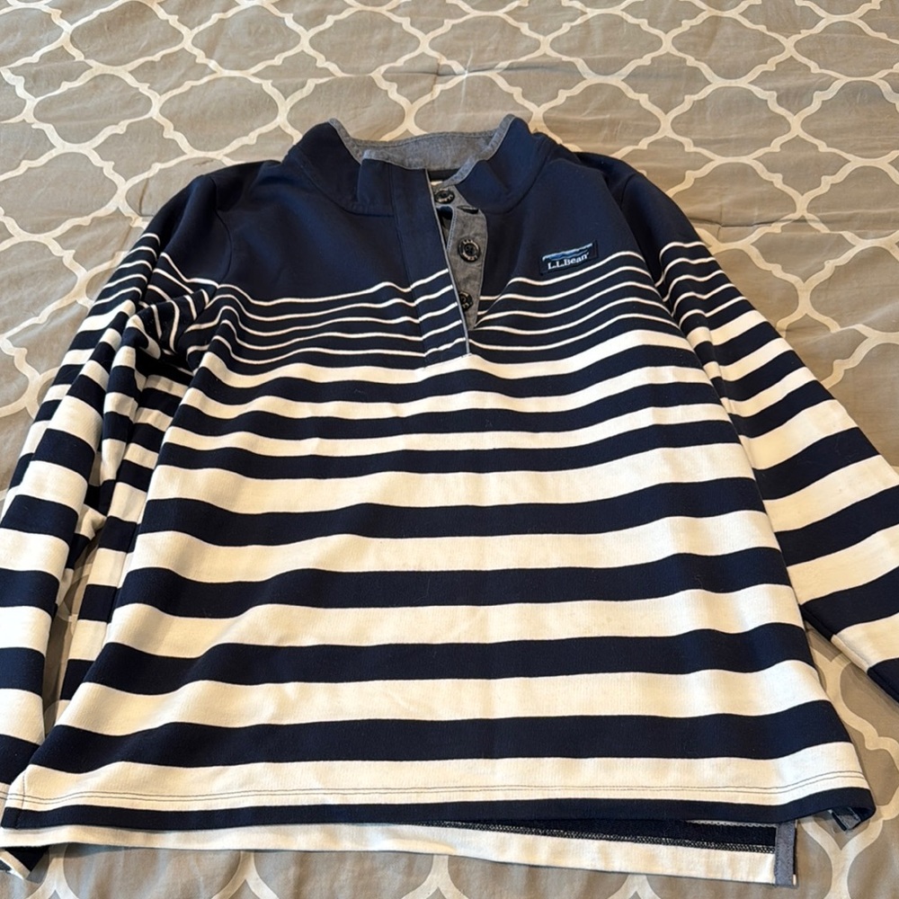 LL Bean Navy and White Striped Pullover